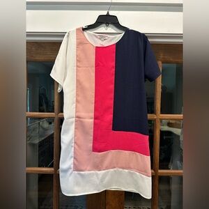 Nwt Andree by Unit Size Medium Color Block Dress in White,‎ Pink, and Navy